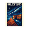 Dry Tortugas National Park night sky poster featuring Fort Jefferson, glowing brick walkway, and Milky Way stars