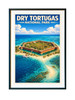 Dry Tortugas National Park aerial poster featuring Fort Jefferson surrounded by turquoise Florida coastal waters and coral shoals