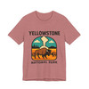 Yellowstone Bison Geyser Badge Tee – Vintage National Park Graphic T-Shirt