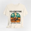Yellowstone Bison Geyser Badge Tee – Vintage National Park Graphic T-Shirt