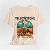 Yellowstone Bison Geyser Badge Tee – Vintage National Park Graphic T-Shirt