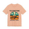 Yellowstone Bison Geyser Badge Tee – Vintage National Park Graphic T-Shirt