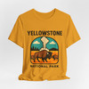 Yellowstone Bison Geyser Badge Tee – Vintage National Park Graphic T-Shirt