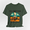 Yellowstone Bison Geyser Badge Tee – Vintage National Park Graphic T-Shirt