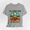 Yellowstone Bison Geyser Badge Tee – Vintage National Park Graphic T-Shirt