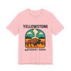 Yellowstone Bison Geyser Badge Tee – Vintage National Park Graphic T-Shirt