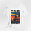 Acadia Lighthouse Sunset Tee – Vintage National Park Poster T-Shirt