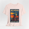 Acadia Lighthouse Sunset Tee – Vintage National Park Poster T-Shirt