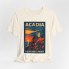 Acadia Lighthouse Sunset Tee – Vintage National Park Poster T-Shirt