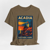 Acadia Lighthouse Sunset Tee – Vintage National Park Poster T-Shirt