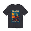 Acadia Lighthouse Sunset Tee – Vintage National Park Poster T-Shirt
