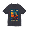 Acadia Lighthouse Sunset Tee – Vintage National Park Poster T-Shirt