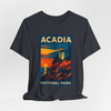 Acadia Lighthouse Sunset Tee – Vintage National Park Poster T-Shirt