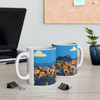 Corfu Coastal Town Mug – Greece Travel Illustration Ceramic Coffee Cup