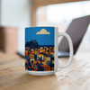 Corfu Coastal Town Mug – Greece Travel Illustration Ceramic Coffee Cup