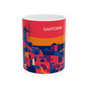 Santorini Sunset Mug – Greece Vintage Travel Poster Ceramic Coffee Cup