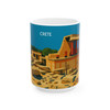 Crete Travel Poster Mug – Palace of Knossos Vintage Ceramic Coffee Cup