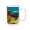 Crete Travel Poster Mug – Palace of Knossos Vintage Ceramic Coffee Cup