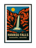 Havasu Falls Vintage Travel Poster – Havasupai Arizona Waterfall Matte Vertical Wall Print (Unframed)