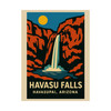 Havasu Falls Vintage Travel Poster – Havasupai Arizona Waterfall Matte Vertical Wall Print (Unframed)