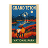 Grand Teton Elk Vintage Travel Poster – Matte Vertical National Park Wall Art (Unframed)