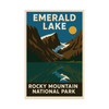 Emerald Lake Rocky Mountain National Park Poster – Vintage Alpine Matte Vertical Wall Art (Unframed)