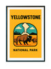 Yellowstone Bison & Old Faithful Poster – Vintage National Park Matte Vertical Wall Art (Unframed)