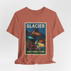 Glacier National Park Vintage Poster T-Shirt – Mountain Goat & Wildflower Scenic Tee