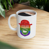 Junior Ranger Pop It style National Parks ceramic mug with colorful rainbow adventure badge design
