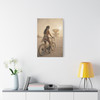 Desert rider wall art displayed in a warm modern living room as adventure-inspired home decor.