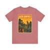 Louisiana Bayou alligator T-shirt featuring vintage-inspired MOMENT No. 002 artwork with an explorer on a dock and an alligator in the swamp.