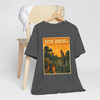 Louisiana Bayou alligator T-shirt featuring vintage-inspired MOMENT No. 002 artwork with an explorer on a dock and an alligator in the swamp.
