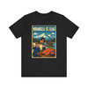 Black Wrangell-St. Elias National Park Alaska T-shirt featuring vintage-inspired MOMENT No. 001 artwork with a fisherman, wild salmon and traditional fish wheel.