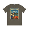 Army Wrangell-St. Elias National Park Alaska T-shirt featuring vintage-inspired MOMENT No. 001 artwork with a fisherman, wild salmon and traditional fish wheel.