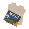 Maui Upcountry Hawaii chameleon T-shirt featuring vintage-inspired MOMENT No. 004 artwork with a Jackson's chameleon resting on an arm.