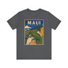 Maui Upcountry Hawaii chameleon T-shirt featuring vintage-inspired MOMENT No. 004 artwork with a Jackson's chameleon resting on an arm.