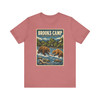 Brooks Camp Katmai National Park Alaska bear T-shirt featuring vintage-inspired MOMENT No. 006 artwork with brown bears and wild salmon along the river.