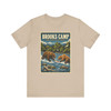 Tan Brooks Camp Katmai National Park Alaska bear T-shirt featuring vintage-inspired MOMENT No. 006 artwork with brown bears and wild salmon along the river.