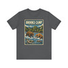 Asphalt Brooks Camp Katmai National Park Alaska bear T-shirt featuring vintage-inspired MOMENT No. 006 artwork with brown bears and wild salmon along the river.