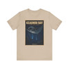 Keauhou Bay Kona Coast Hawaii manta ray T-shirt featuring vintage-inspired MOMENT No. 008 artwork with manta rays and divers in illuminated nighttime ocean water.