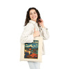 Natural cotton canvas Wrangell-St. Elias Alaska tote bag featuring MOMENT No. 001 salmon and fish wheel artwork.