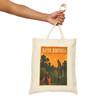 Natural cotton canvas Louisiana Bayou tote bag featuring MOMENT No. 002 alligator artwork.