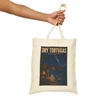Natural cotton canvas Dry Tortugas National Park tote bag featuring MOMENT No. 003 shark and nighttime fishing artwork.