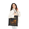 Black cotton canvas Vieques Island Puerto Rico tote bag featuring MOMENT No. 005 wild horse artwork.