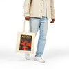 Natural cotton canvas Austin Texas tote bag featuring MOMENT No. 007 Congress Avenue Bridge bat artwork.