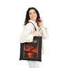 Black cotton canvas Austin Texas tote bag featuring MOMENT No. 007 Congress Avenue Bridge bat artwork.