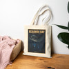 Natural cotton canvas Keauhou Bay Kona Hawaii tote bag featuring MOMENT No. 008 manta ray night dive artwork.