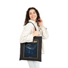 Black cotton canvas Keauhou Bay Kona Hawaii tote bag featuring MOMENT No. 008 manta ray night dive artwork.