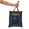 Black cotton canvas Keauhou Bay Kona Hawaii tote bag featuring MOMENT No. 008 manta ray night dive artwork.