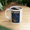 11 oz white ceramic Dry Tortugas National Park coffee mug featuring MOMENT No. 003 shark and nighttime fishing artwork.